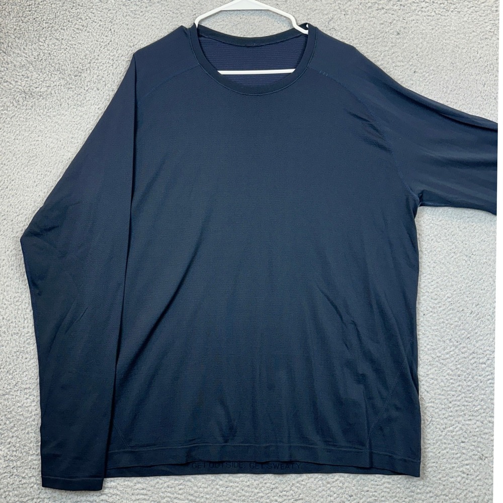 Lululemon Shirt Mens 2XL Metal Vent Tech Navy Blue Activewear Long Sleeve EUC